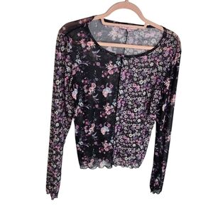 Retro Y2k Crave Fame Floral Mesh Sheer Top